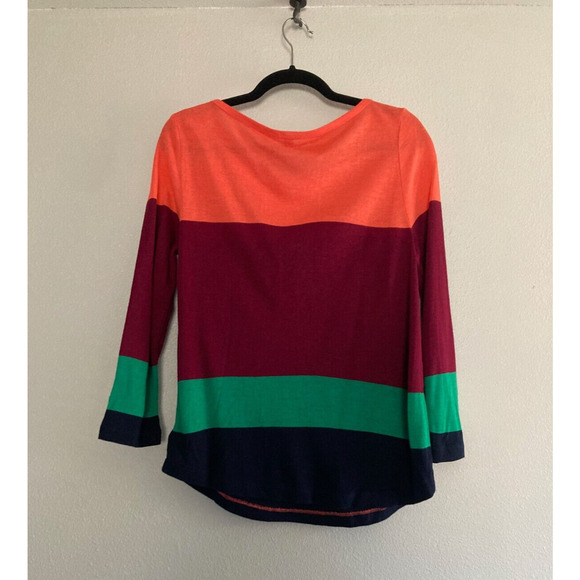 NWT J Crew Sweater Colorblock Women M Long‎ Sleeve Linen Blend Spring Preppy - Picture 3 of 8